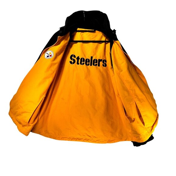 Vtg Pittsburgh Steelers Reebok NFL Team Apparel Hooded Jacket Reversible 2XL - Picture 4 of 16